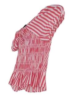 Womens Pink White Stripped Short Sleeve Crop Blouse Top Size Medium alternative image