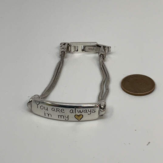 Designer Brighton Silver-Tone Engraved Classic Snake Chain Bracelet image number 3