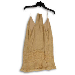 NWT Womens Gold Ruffle V-Neck Spaghetti Strap Sleeveless Mini Dress Size 14 alternative image