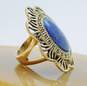 Barse Brass Lapis Lazuli Oval Cabochon Scalloped Statement Ring 17.6g image number 2