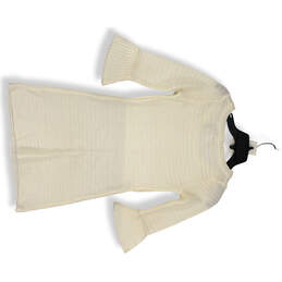 Womens Beige 3/4 Bell Sleeve Round Neck Pullover Sweater Dress M (10/12) alternative image