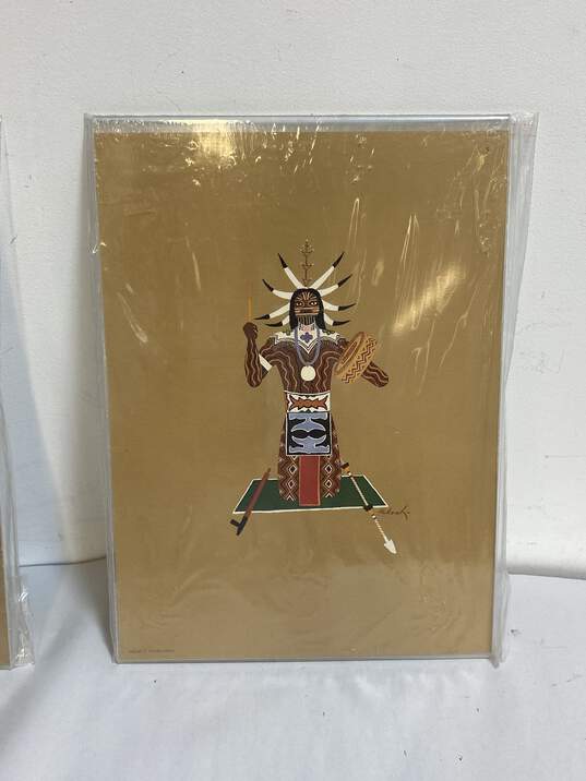 Native American Kiowa Art Lot of 4 Print by Bell Editions Traditional Framed image number 6