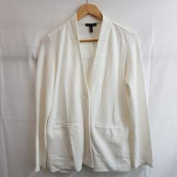 Eileen Fisher white knit single button blazer jacket S