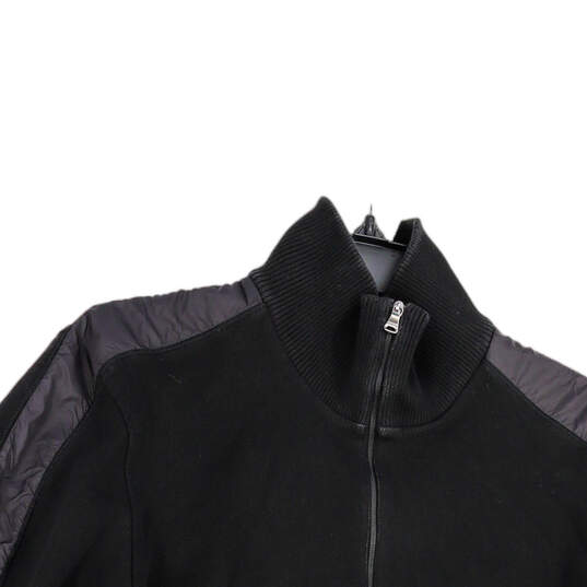 Mens Black Long Sleeve 1/4 Zip Mock Neck Pullover Sweatshirt Size Large image number 3