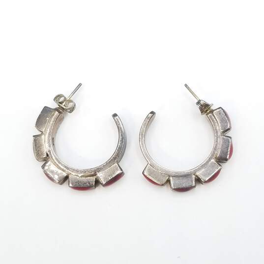 Sterling Silver Jasper 3/4 Hoop Post Earrings 12.5g image number 3