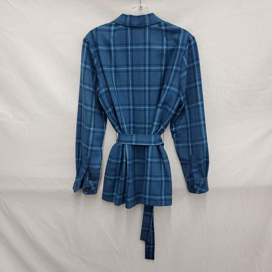 VTG Pendleton WM's 100% Virgin Wool Teal Blue Plaid Button Jacket Size M image number 2
