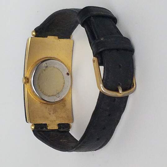Sonic Black & Gold Tone Geometric Curved Case Vintage Quartz Watch image number 7