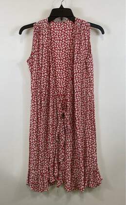 All Saints Womens Red Floral Krystal Scatter Sleeveless Short Wrap Dress Size S