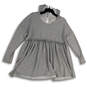 NWT Womens Gray Heather Long Sleeve Hooded Peplum Blouse Top Size Small image number 3