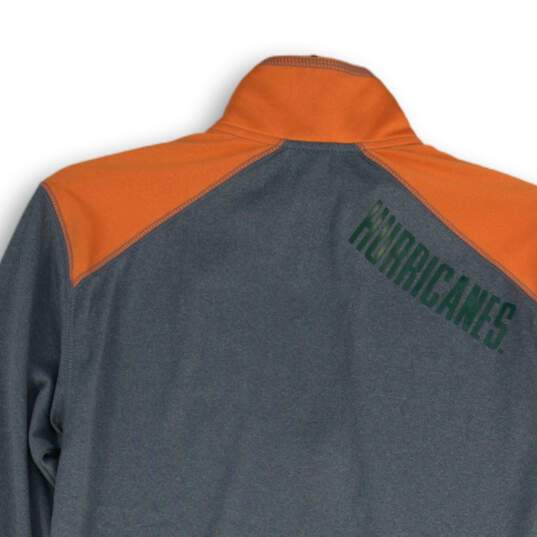NWT Champion Mens Gray Orange Miami Hurricanes Mock Neck Pullover Jacket Size S image number 4