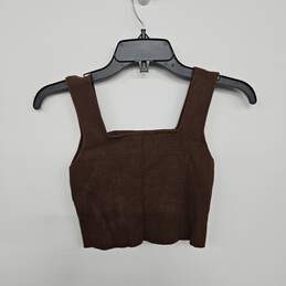Brown Square Neck Sleeveless Crop Top