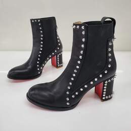Christian Louboutin Women's Out Line Spike Black Chelsea Boots Size 7.5 w/COA