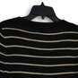 NWT Womens Black Gold Striped Knitted V-Neck Pullover Sweater Size S image number 4