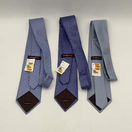 NWT Mens Blue Geometric Silk Adjustable Designer Neckties Lot Of 3 alternative image