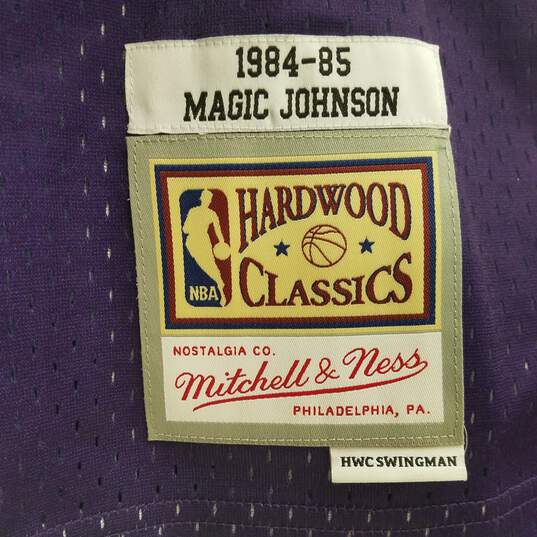 Mitchell & Ness Hardwood Classics Men's L.A. Lakers Magic Johnson 1984-85 Gradient Black/Purple Jersey Sz. L image number 4