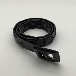 Mens Black Leather Textured Regular Fit Stylish Buckle Adjustable Belt