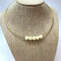 Designer J. Crew Gold-Tone White Pearl Fashionable Choker Necklace image number 1