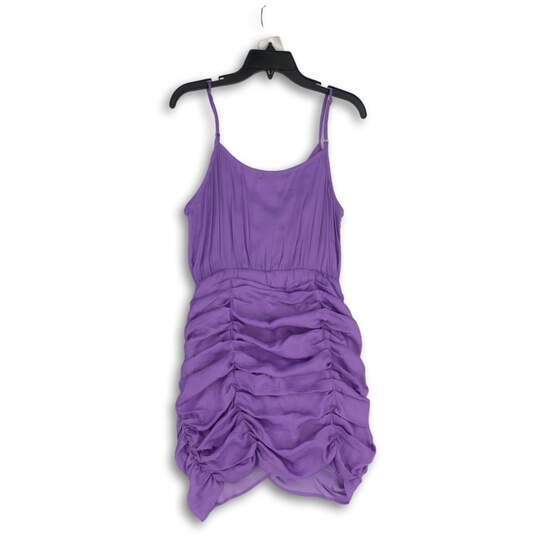NWT South Womens Purple Ruched V-Neck Sleeveless Mini Dress Size Large image number 2