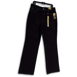 NWT Womens Blue Dark Wash Stretch Pockets Denim Straight Jeans Size 16/32