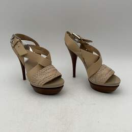 Michael Kors Womens Beige High Stiletto Heels Slingback Sandals Size 5
