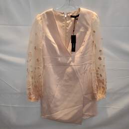 BCBGMAXAZRIA Pink Long Lace Sleeve Zip Back Dress NWT Size 8