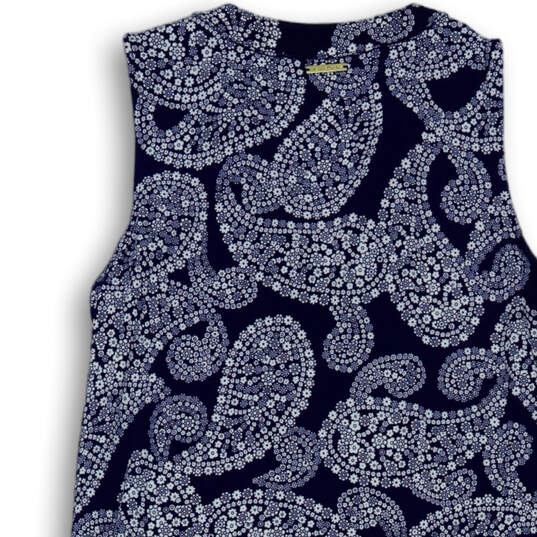 Womens Blue Paisley Sleeveless V-Neck Pullover A-Line Dress Size Medium image number 4