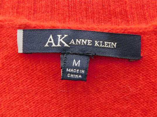 Anne Klein Red Cashmere Button Up Long Sleeve Cardigan Sweater Size M image number 3