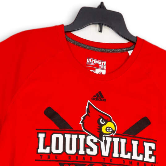 Mens Red Louisville Cardinals Crew Neck Pullover Baseball T-Shirt Size XL image number 3