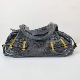 Sandra Roberts Leather Croc Embossed Shoulder Bag Black alternative image