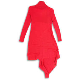 Womens Red Knitted Turtleneck Handkerchief Hem Pullover Sweater Dress Sz XS alternative image