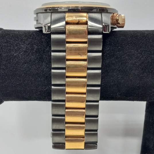 Men's Michael Kors Runway Gunmetal Dial Two-Tone Stainless Steel Bracelet Chronograph Watch image number 2
