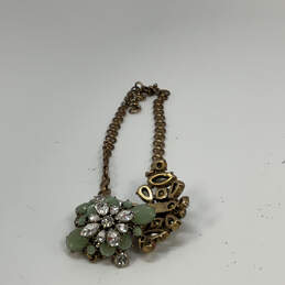Designer J. Crew Green Floral Crystal Stone Link Chain Statement Necklace alternative image