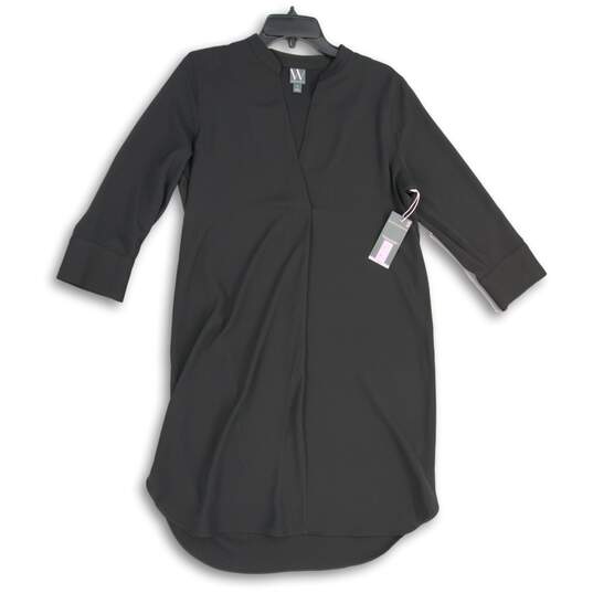 NWT Worthington Womens Black V-Neck 3/4 Sleeve Shift Dress Size Small image number 1