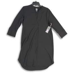 NWT Worthington Womens Black V-Neck 3/4 Sleeve Shift Dress Size Small
