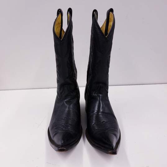 Rudel Black Leather Western Cowboy Boots Men's Size 8.5 EE image number 3