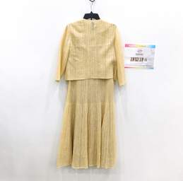 Women's St John 2-Piece Gold Shimmer Transparent Inlay Dress w/ Open Front Cardigan Size 8 alternative image