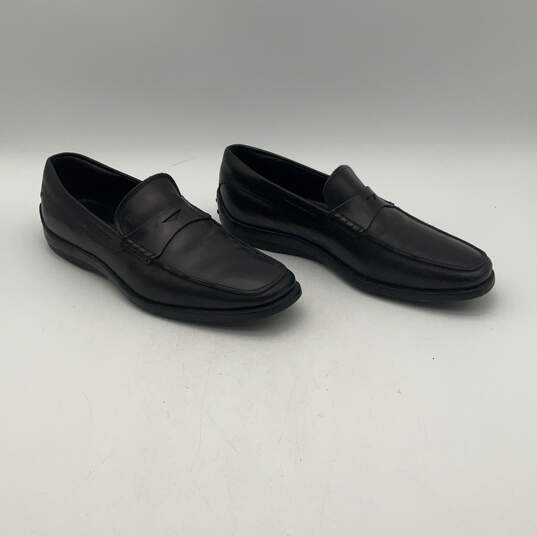 Mens Black Leather Round Toe Slip-On Casual Loafer Shoes Size 8.5 image number 2