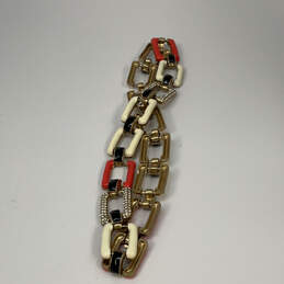 Designer J. Crew Gold-Tone Rhinestone Rectangular Open Link Chain Necklace alternative image