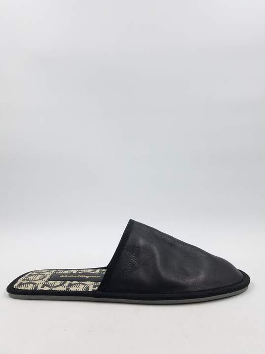 Ferragamo Black Leather Slippers M 9M COA image number 1