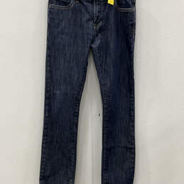 Mens Blue Denim Dark Wash 5-Pocket Design Straight Jeans Size 34/34