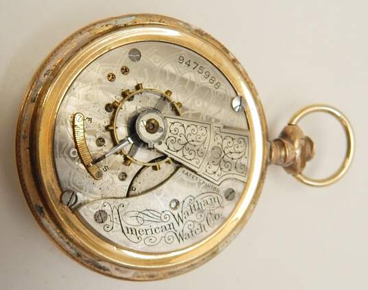 Antique Waltham Gold Filled 7 Jewels Open Face Etched Case Pocket Watch 123.7g image number 4