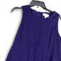 Womens Blue Round Neck Back Zip Sleeveless Classic A-Line Dress Size 8 image number 3