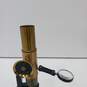 Vintage Brass Compound Microscope In Wood Box image number 3