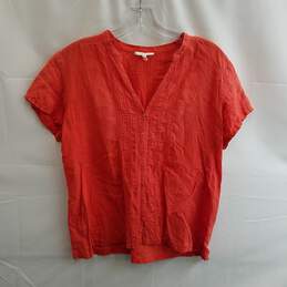 Eileen Fisher Women's Orange Linen Button Up Top Size M