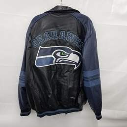 Vintage Seattle Seahawks Black and Blue Bomber Jacket Size L alternative image