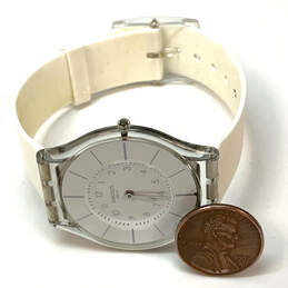 Designer Swatch Swiss White Adjustable Strap Round Dial Analog Wristwatch alternative image