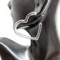 Designer J. Crew Silver-Tone Heart Shap Acetate Clear Hoop Earrings image number 3