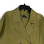 Womens Green Notch Lapel Slash Pocket Double Breasted Pea Coat Size Medium image number 3