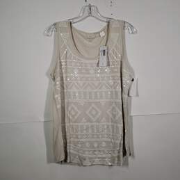 NWT Womens Sequin Scoop Neck Sleeveless Pullover Tank Top Size 2