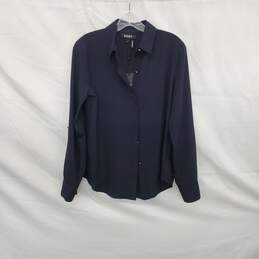 DKNY Navy Blue Button Up Long Sleeve Blouse WM Size XS NWT